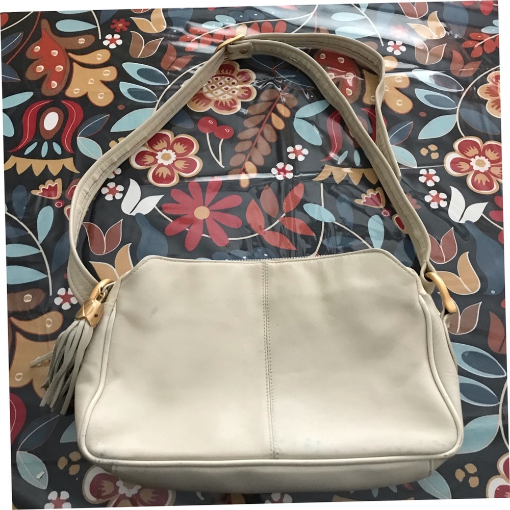 vintage leather purse cream